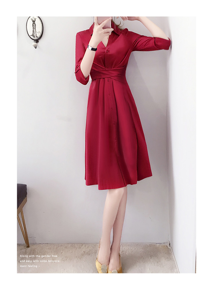 大摆裙子名媛红色连衣裙2020年新款收腰显瘦流行长裙ht00108