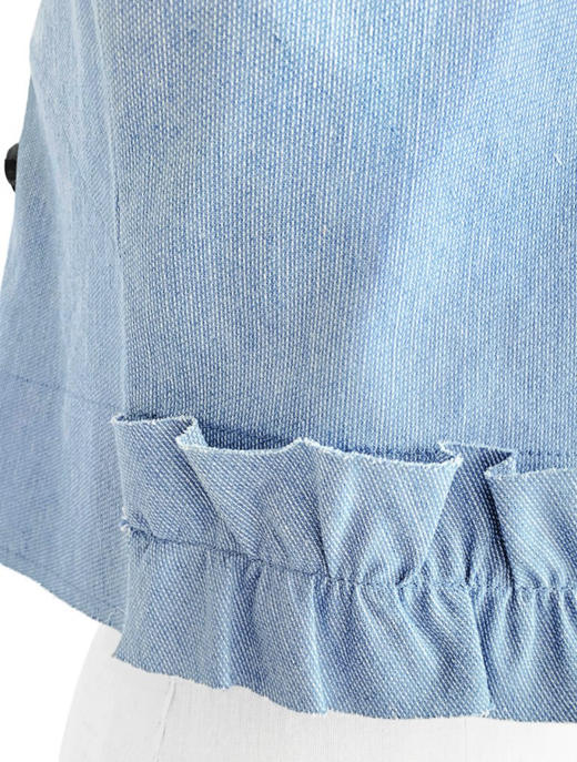 TYNVIE 腰部花边装饰西装领牛仔马甲 商品图4