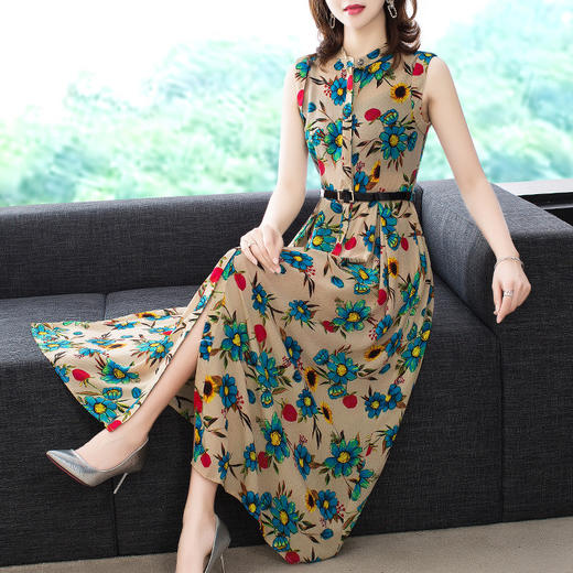 HT-06090301夏季新款无袖开叉欧美气质大摆长裙 商品图1