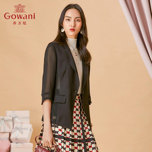 乔万尼短外套女春季韩版新款时尚气质休闲七分袖薄款外套ES1B026 商品图1