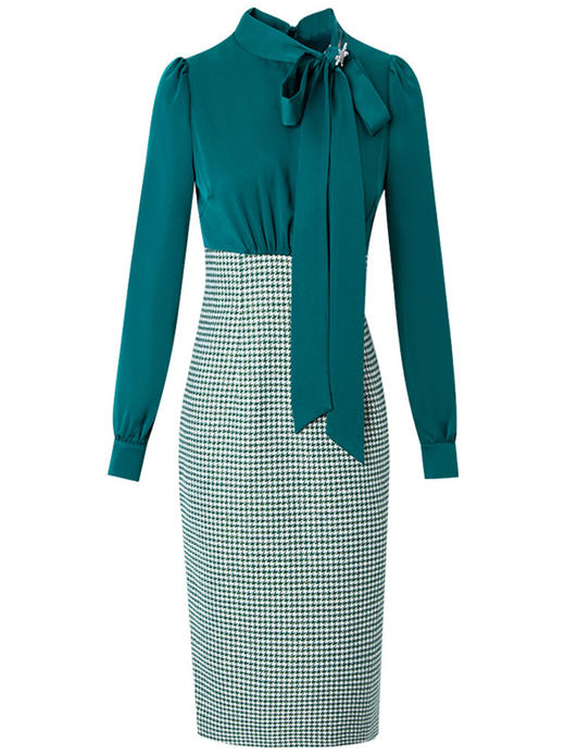 FMY-春季气质显瘦千鸟格拼接包臀裙子 商品图2