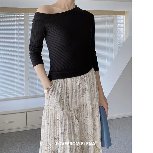 双色选｜强弹力露肩针织衫 商品图2