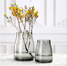 北欧简约原色轻奢花瓶--大口竖条纹1418