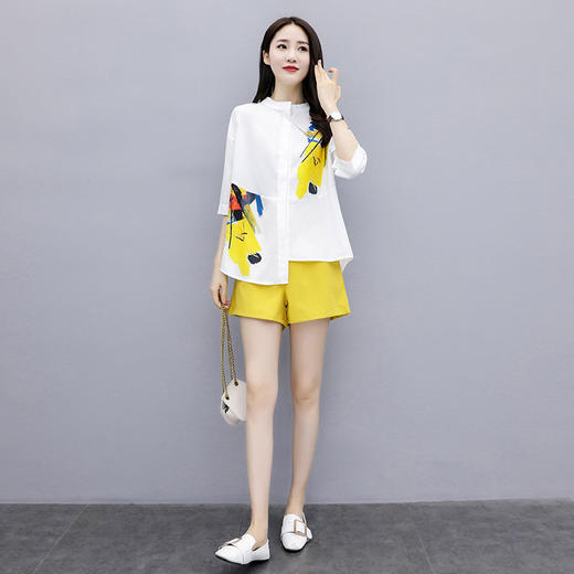 AHM-xrwy5063夏季胖妹妹印花短袖套装 商品图2
