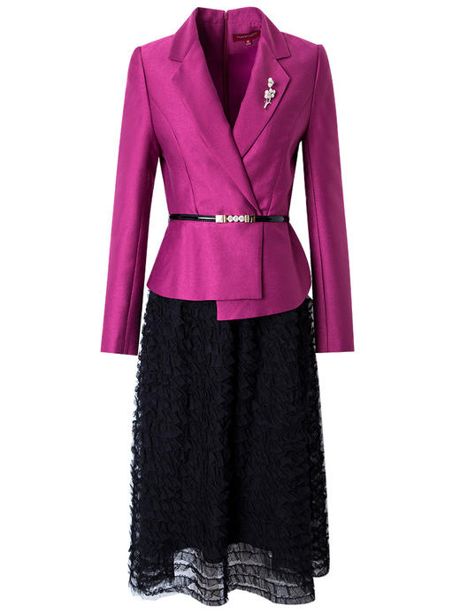 FMY-28967气质通勤收腰假两件中长款流行裙 商品图2