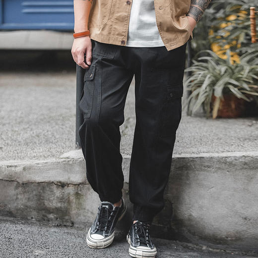 工装优选 美式复古山系多口袋纯色束脚裤阿美咔叽抽绳休闲长裤男 商品图1