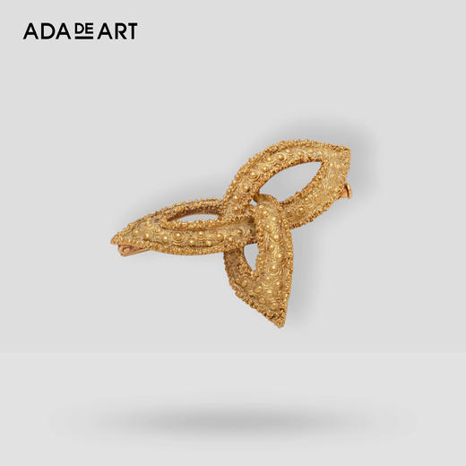 藏b18eg00172# triquetra 古爱尔兰德鲁伊符号 凯尔特结 黄金錾刻胸针