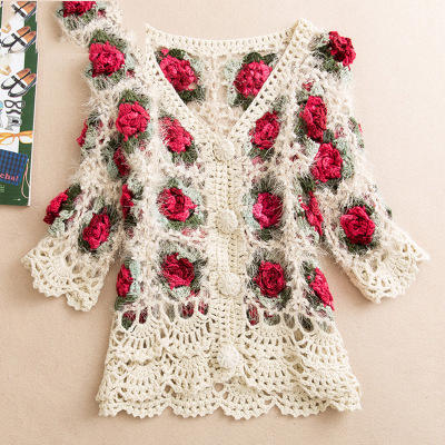 YDGJ-706新款系扣镂空中国风勾花罩衫显瘦短款披风外搭女装WY 商品图7