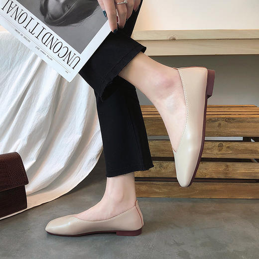 【复古方头平底奶奶鞋】夏季韩版休闲鞋浅口豆豆女鞋 商品图2