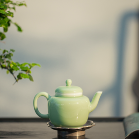 「茶器」老豆青文心壶