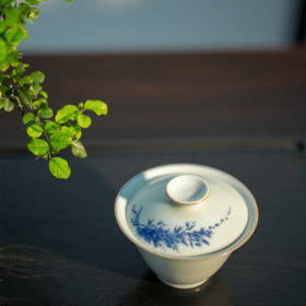 「茶器」青花岁寒三友安古盖碗