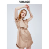vimage纬漫纪立领亚麻收腰显瘦气质连衣裙夏季新款中长款裙子女夏V1107737 商品缩略图2