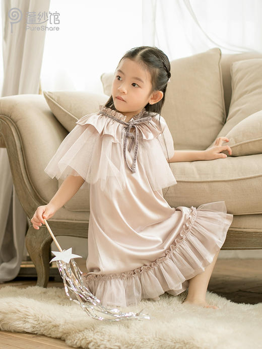 非质量问题不退换哦~pureshare女童睡衣夏季新款吊带薄款家居家服空调真丝儿童公主-仙子睡裙 商品图2