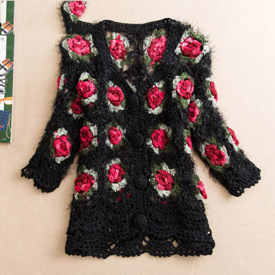 YDGJ-706新款系扣镂空中国风勾花罩衫显瘦短款披风外搭女装WY 商品图4