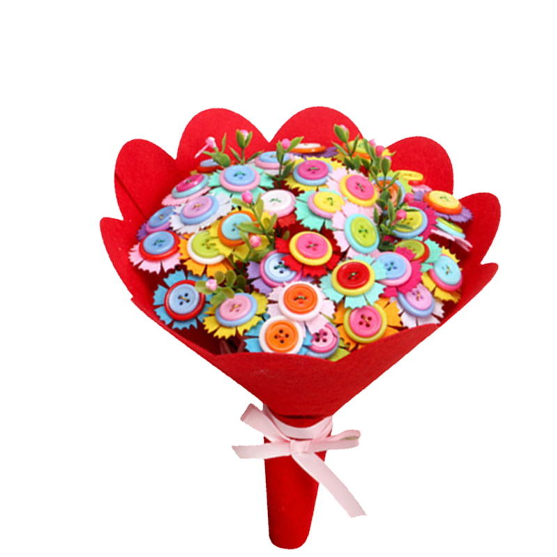 美可纽扣花 手捧花系列母亲节礼物手工花束diy幼儿园制作材料包