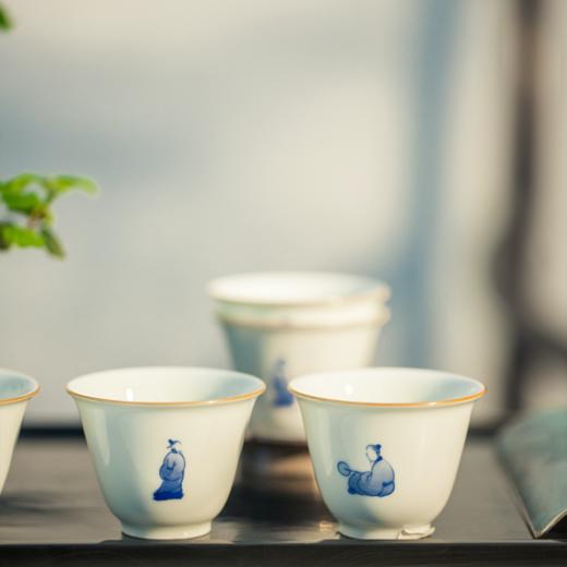 「茶器」青花芥子园高士杯 商品图0