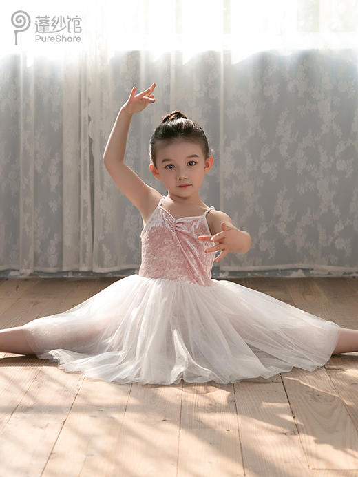 非质量问题不退换哦~pureshare 女童丝绒舞蹈服练功服公主裙芭蕾舞裙蓬蓬裙纱儿童表演出服 商品图5