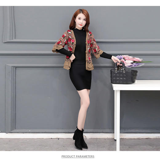 YDGJ-706新款系扣镂空中国风勾花罩衫显瘦短款披风外搭女装WY 商品图6