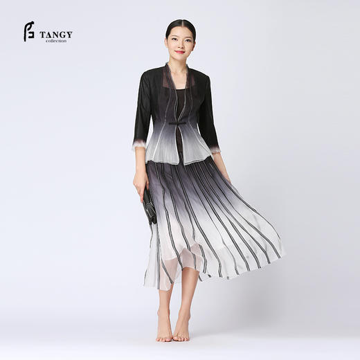 TANGY Collection天意柯纱贴条吊染半裙 商品图0
