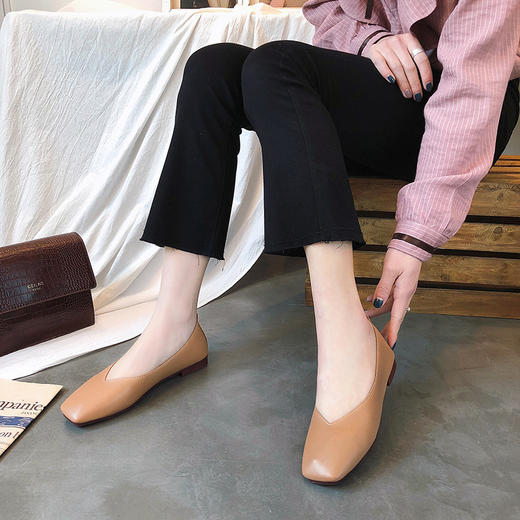 【复古方头平底奶奶鞋】夏季韩版休闲鞋浅口豆豆女鞋 商品图3