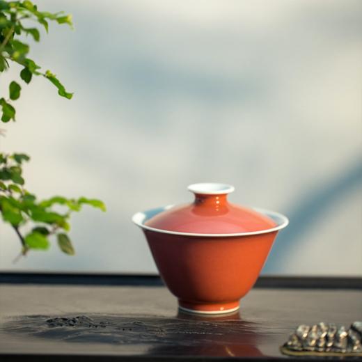 「茶器」豇豆红安古盖碗 商品图0