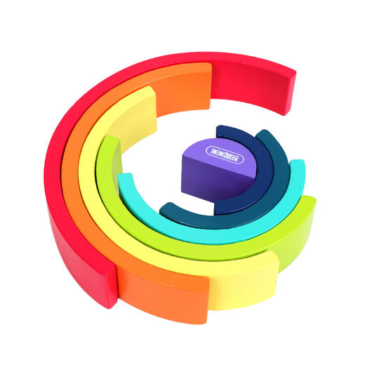 【彩虹式圆滑隧道积木 互动式实木套装】 早教儿童益智小号彩虹实木积木隧道玩具 商品图4
