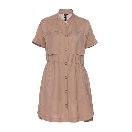 vimage纬漫纪立领亚麻收腰显瘦气质连衣裙夏季新款中长款裙子女夏V1107737 商品图4