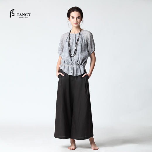 TANGY Collection天意弹力莨宽腿裤 商品图0