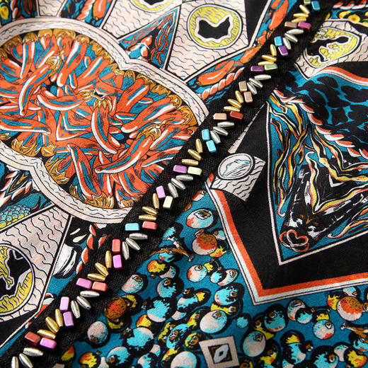 QY  MY13058真丝宽松连衣裙复古中长款印花桑蚕丝 商品图2