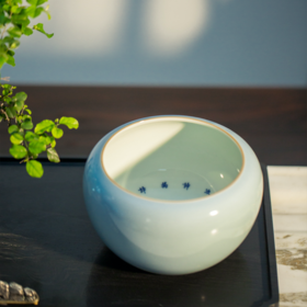 「茶器」天蓝釉心经水洗