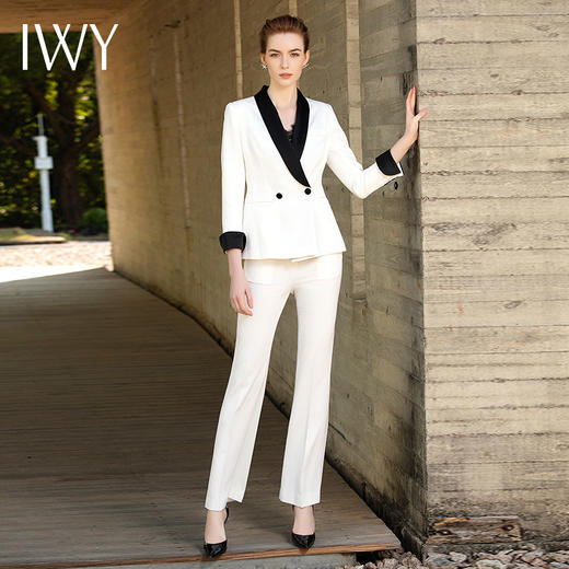 IWY/白色七分袖西服长裤套装201019C1+201019P1 商品图0