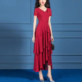 SSGS-T116新款夏装时尚典雅端庄收腰显瘦荷叶大摆裙子