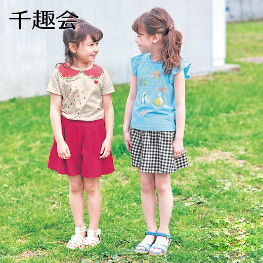 【裤子】千趣会春夏季中小童装裤裙轻薄凉爽透气波点格纹纯棉女童裙裤E81076 商品图1