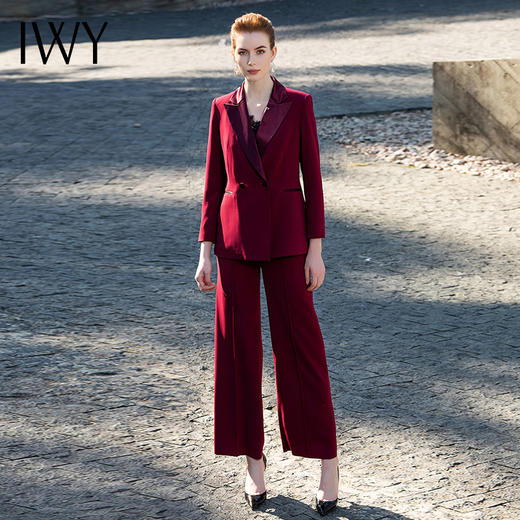 IWY/酒红色衬衫西装长裤半裙套装201044C1+S1+B1+P2 商品图1