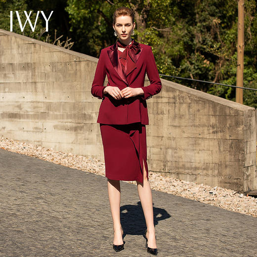 IWY/酒红色衬衫西装长裤半裙套装201044C1+S1+B1+P2 商品图5