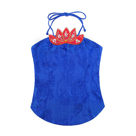花制作/睡莲/2020夏原创民族风刺绣人丝麻蓝肚兜打底绣花吊带裹胸