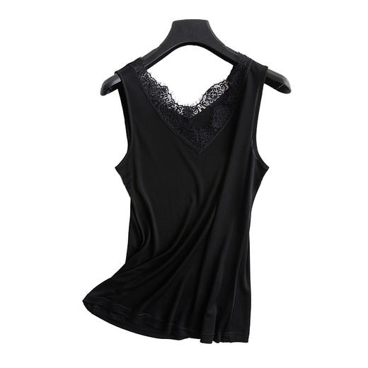 夏季桑蚕丝花边v领吊带短款真丝内穿通勤打底背心货号s040