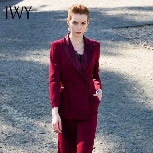 IWY/酒红色衬衫西装长裤半裙套装201044C1+S1+B1+P2 商品图3