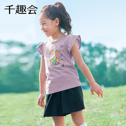 【裤子】千趣会春夏季中小童装裤裙轻薄凉爽透气波点格纹纯棉女童裙裤E81076 商品图3