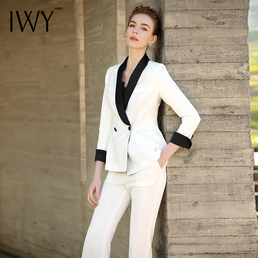 IWY/白色七分袖西服长裤套装201019C1+201019P1 商品图4
