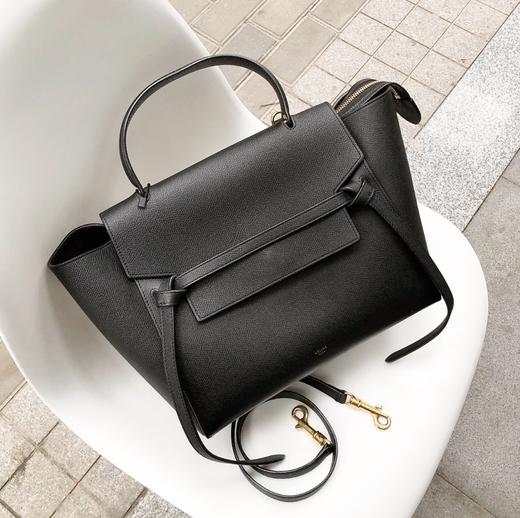 celine瑟琳黑色荔枝皮belt鲶鱼包