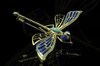 多米尼加蓝珀18K喷砂黄金镶钻蜻蜓胸针 绿松点缀 商品缩略图3