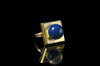 多米尼加蓝珀18K喷砂黄金八卦戒指 商品缩略图1