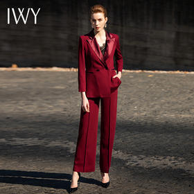 IWY/酒红色衬衫西装长裤半裙套装201044C1+S1+B1+P2