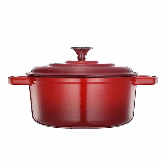 德国cs铸铁珐琅汤锅炖锅煲汤锅不易粘锅家庭电磁炉煤气灶适用红色22cm