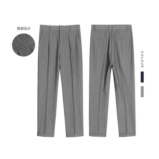 HIM漢崇 修身西裤男灰色职业春夏百搭商务休闲西式潮流修身西装裤 商品图0