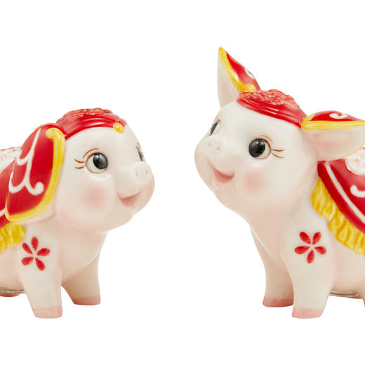 彼达思法蓝瓷fz03708好事成双猪椒盐罐