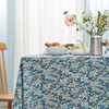 防水桌布美式田园桌布餐桌布蓝色复古小花桌布 商品缩略图0