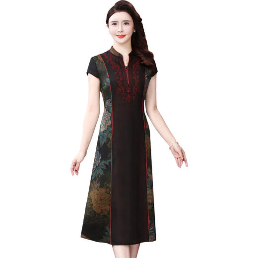 WXY-20059W夏装新款短袖小立领桑蚕丝连衣裙 商品图2