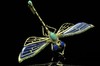 多米尼加蓝珀18K喷砂黄金镶钻蜻蜓胸针 绿松点缀 商品缩略图4